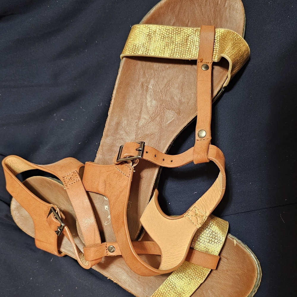 Brown and Gold Sandals